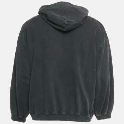 Pre Owned هودي بالنسياغا قطن رمادي بطبعة الفارسيتي مقاس كبير جدًا - إكسترا لارج