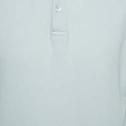 Pre Owned Balenciaga Blue Europe Print Cotton Pique Polo T-Shirt XS