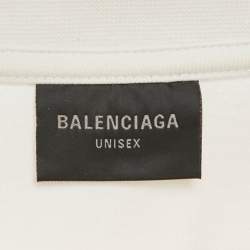 Pre Owned Balenciaga White Logo Embellished Cotton T-Shirt S