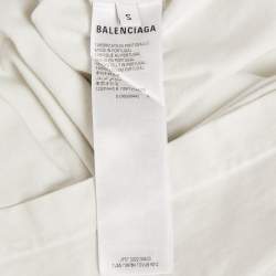 Pre Owned Balenciaga White Logo Embellished Cotton T-Shirt S