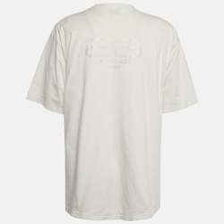 Pre Owned Balenciaga White Logo Embellished Cotton T-Shirt S