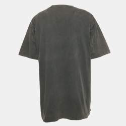 Pre Owned Balenciaga Unisex Grey Logo Embroiderd Jersey Oversized T-Shirt S 