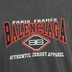 Pre Owned Balenciaga Unisex Grey Logo Embroiderd Jersey Oversized T-Shirt S 