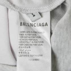 Pre Owned Balenciaga Unisex Grey Distressed Jersey Upside Down T-shirt L