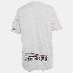 Pre Owned Balenciaga Unisex Grey Distressed Jersey Upside Down T-shirt L