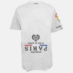 Pre Owned Balenciaga Unisex Grey Distressed Jersey Upside Down T-shirt L
