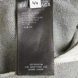 Pre Owned Balenciaga Blue Logo Embroidered Button Front Denim Jacket XS