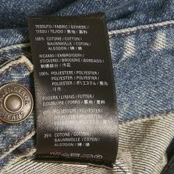 Pre Owned Balenciaga Blue Logo Embroidered Button Front Denim Jacket XS