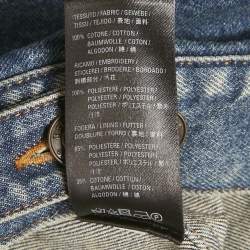 Pre Owned Balenciaga Blue Logo Embroidered Button Front Denim Jacket XS