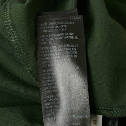 Pre Owned Balenciaga Olive Green Logo Embroidered Cotton T-Shirt S 