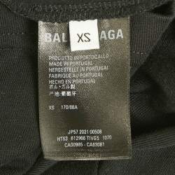 Pre Owned Balenciaga Black Logo Print Cotton Crew Neck Oversized Unisex T-Shirt XS