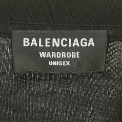 Pre Owned Balenciaga Black Logo Print Cotton Crew Neck Oversized Unisex T-Shirt XS