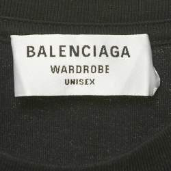 Pre Owned Balenciaga Black BB Logo Pixel Print Cotton T-Shirt XS  