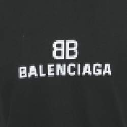 Pre Owned Balenciaga Black BB Logo Pixel Print Cotton T-Shirt XS  