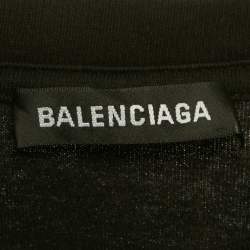 Pre Owned Balenciaga Black Logo Print Cotton Crewneck T-Shirt XS