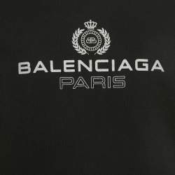 Pre Owned Balenciaga Black Logo Print Cotton Crewneck T-Shirt XS