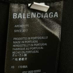 Pre Owned Balenciaga Black Logo Print Cotton Crewneck T-Shirt XS