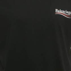 Pre Owned Balenciaga Black Logo Print Cotton Crewneck T-Shirt XS