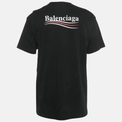 Pre Owned Balenciaga Black Logo Print Cotton Crewneck T-Shirt XS