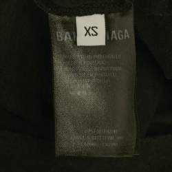 Pre Owned Balenciaga Black Logo Print Cotton T-Shirt XS