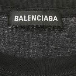 Pre Owned Balenciaga Black Logo Print Cotton T-Shirt L