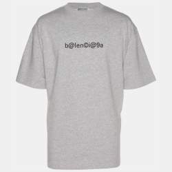 Pre Owned Balenciaga Grey Jersey Logo Print T-Shirt M