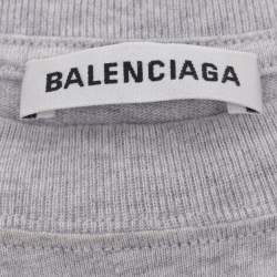 Pre Owned Balenciaga Grey Jersey Logo Print T-Shirt M