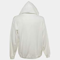Pre Owned Balenciaga White Logo Print Cotton Hoodie XS 