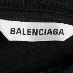 Pre Owned Balenciaga Black Sponsor Logo Embroidered Cotton Hoodie XS