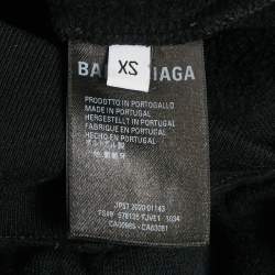Pre Owned Balenciaga Black Sponsor Logo Embroidered Cotton Hoodie XS