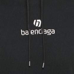 Pre Owned Balenciaga Black Sponsor Logo Embroidered Cotton Hoodie XS