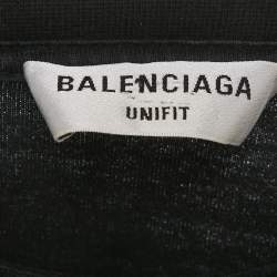Pre Owned Balenciaga Unifit Black Logo Print Distressed Cotton Oversized T-Shirt M