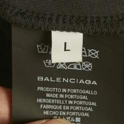Pre Owned Balenciaga Black Jersey Fake Pocket Detail Polo T-Shirt L