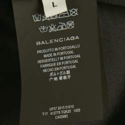 Pre Owned Balenciaga Black Jersey Fake Pocket Detail Polo T-Shirt L