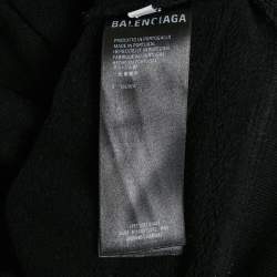 Pre Owned Balenciaga Unisex Black Logo Print Cotton Knit Hoodie M