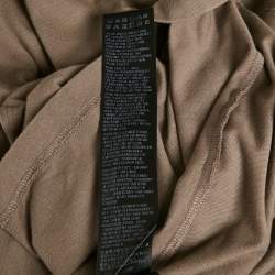 Pre Owned Balenciaga Unisex Tan Brown Logo Embroidered Cotton T-Shirt M