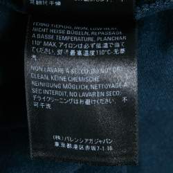 Pre Owned Balenciaga Navy Blue Logo Embroidered Cotton T-Shirt XS