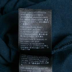 Pre Owned Balenciaga Navy Blue Logo Embroidered Cotton T-Shirt XS
