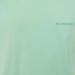 Pre Owned قميص بالنسياغا قطن متسع بشعار أخضر للجنسين مقاس صغير جداً (إكس إكس سمول)