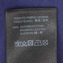 مملوكة مسبقًا Balenciaga Blue Cotton Logo Print Half Sleeve T-Shirt S