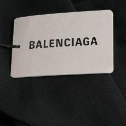 Pre Owned Balenciaga Black Logo Print Cotton Oversize Hoodie M