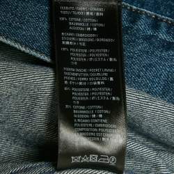 مملوكة مسبقًا Balenciaga Blue Logo Embroidered Oversized Denim Jacket XS