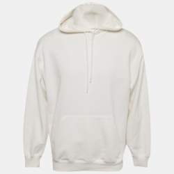 Pre Owned Balenciaga White Logo Print Cotton Oversize Hoodie S