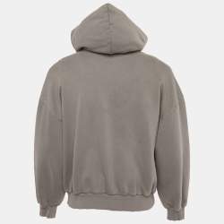 مملوكة مسبقًا Balenciaga Unisex Grey Cotton Distressed Zip-Up Hoodie L