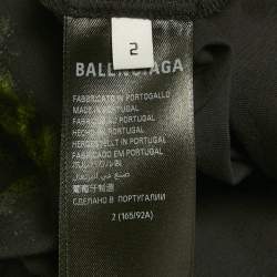 Pre Owned تي شيرت بالنسياغا أزرق داكن بطبعة قطن نمط ممزق مقاس متوسط