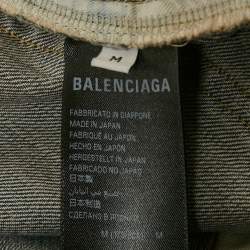 مملوكة مسبقًا Balenciaga Unisex Blue Ripped Denim Belted Jeans M/Waist 32"