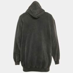 Pre Owned هودي بالنسياغا قطن مطبوع عليه شعار أسود كبير جدًا<|disc_score|>1