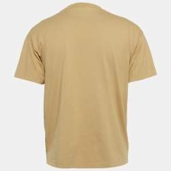 مملوكة مسبقًا Balenciaga Khaki Logo Embroidered Jersey T-Shirt S