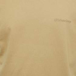 مملوكة مسبقًا Balenciaga Khaki Logo Embroidered Jersey T-Shirt S
