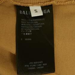 مملوكة مسبقًا Balenciaga Khaki Logo Embroidered Jersey T-Shirt S